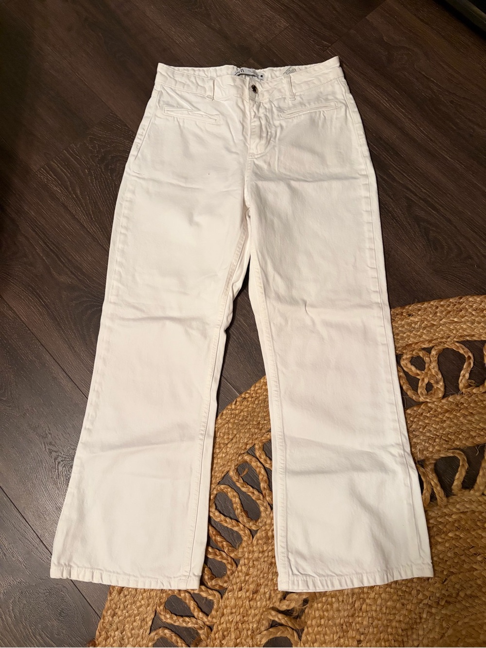Zara White High-Rise Wide Leg Jeans
